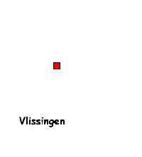 Kaart van Nederland met de stad Vlissingen